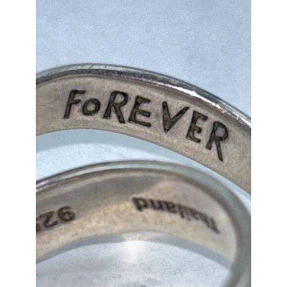 Sterling Silver 925 Double Linked Rings "Forever Together" - Picture 2 of 6